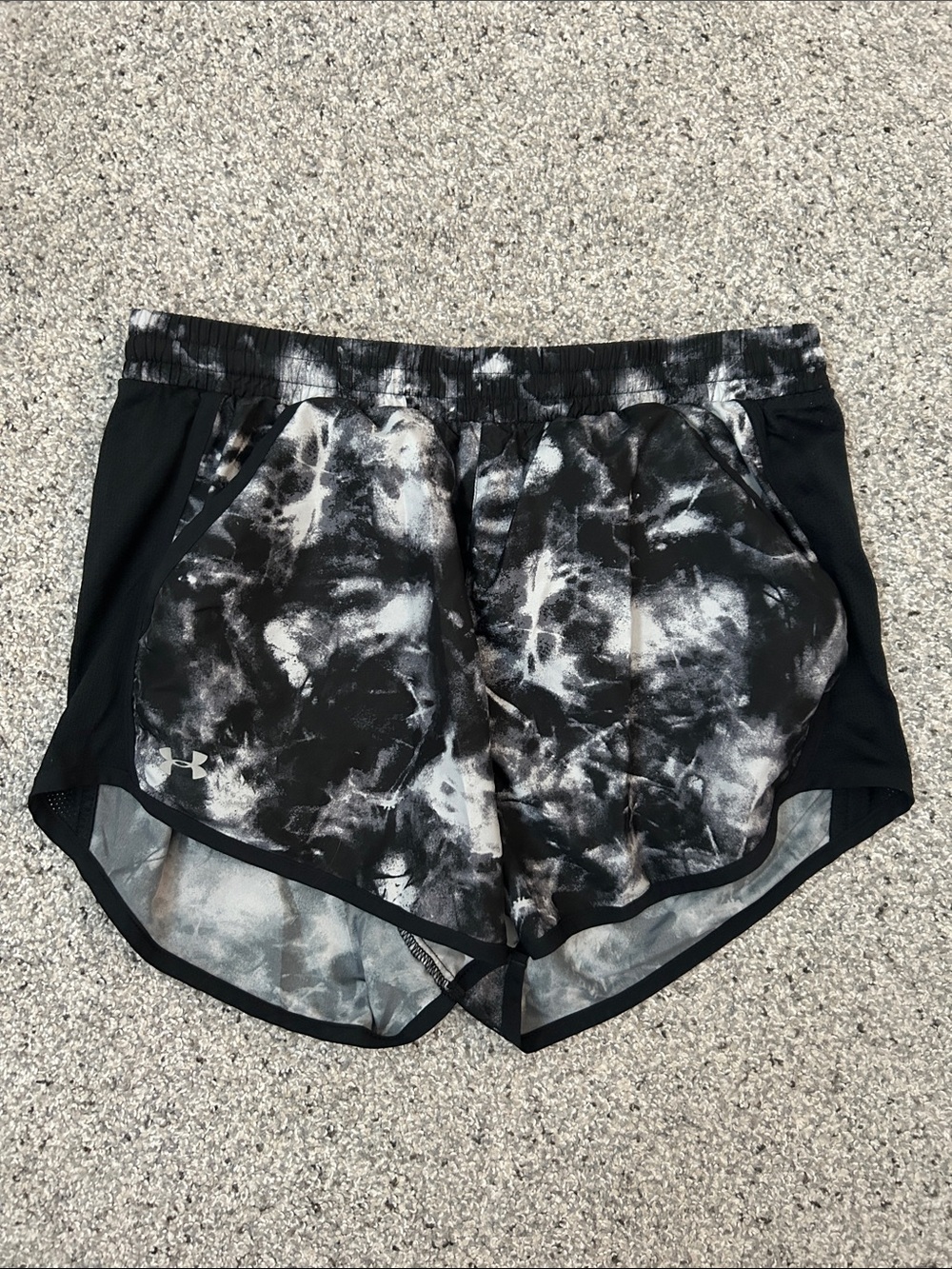 Under Armour Black & White Marble-Print Athletic Shorts